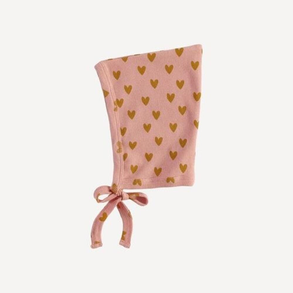 NWT Kate Quinn Elf Hat Muted Clay Hearts Organic Cotton Skinny Ribbed 0-3m